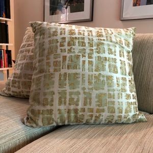 2 West Elm Luster Velvet Metallic Blocks Pillow Covers, 18"x18”
